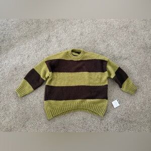 ASOS Olive & Brown Wide-Stripe Crewneck Sweater